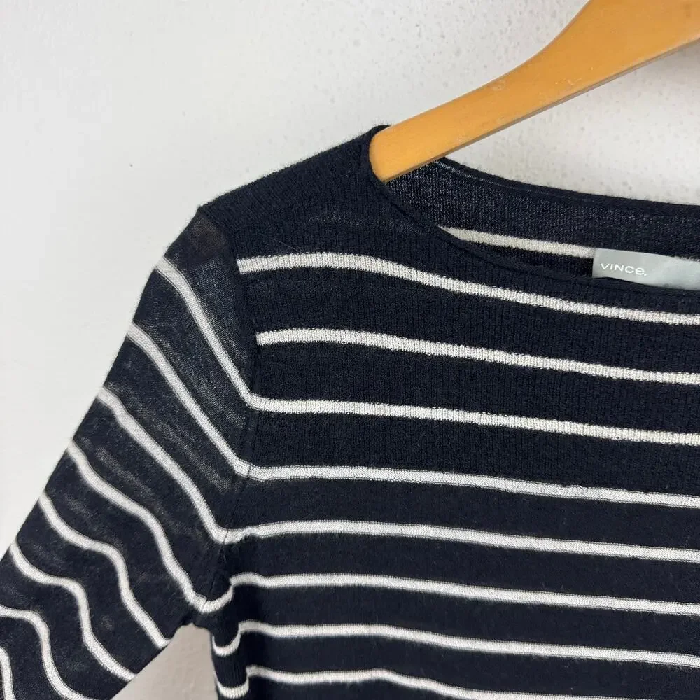 Vince Striped Lightweight Cashmere Sweater